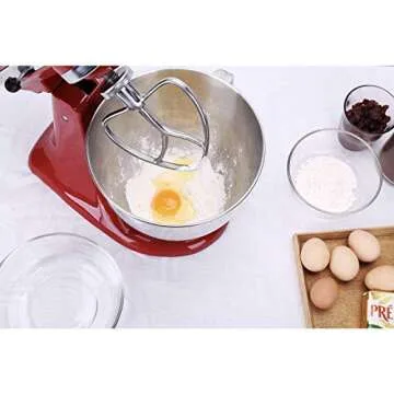 Geesta Polished Stainless Steel Flat Beater for KitchenAid 4.5 Qt - 5 Qt Tilt-Stand Mixer Attachment...