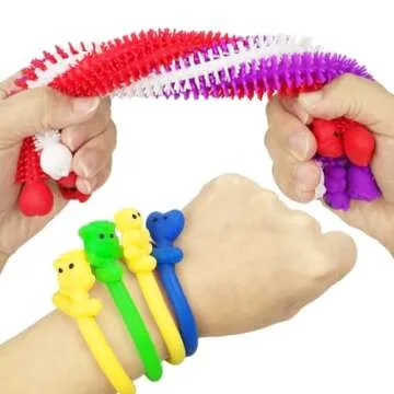 JoFAN 24 Pack Valentines Cards with Valentines Stretchy String Toys for Kids School Class Classroom Valentines Day Gifts Prizes Party Favors