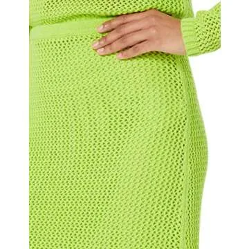 Halle Crochet Midi Skirt by The Drop in Lime, Plus Size
