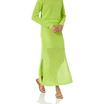 Halle Crochet Midi Skirt by The Drop in Lime, Plus Size