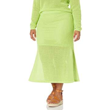 Halle Crochet Midi Skirt by The Drop in Lime, Plus Size