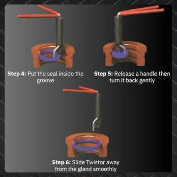 Hydraulic Seal Installation Tool Set – 6 Piece Seal Twistor Tool Including Two Sided Seal Pick, Easily Install Seals Without Damaging Them, UCup Twistor Cylinder Rod Seal Packing Install Kit