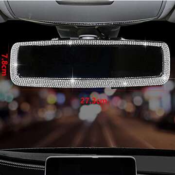 Bling Rhinestone Car Rear View Mirror, Car Rear View Mirror with Crystal Diamonds Bling Rhinestones ...