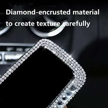 Bling Rhinestone Car Rear View Mirror, Car Rear View Mirror with Crystal Diamonds Bling Rhinestones Car Rear View Mirror for Women,Car Interior Trim. (Sliver)