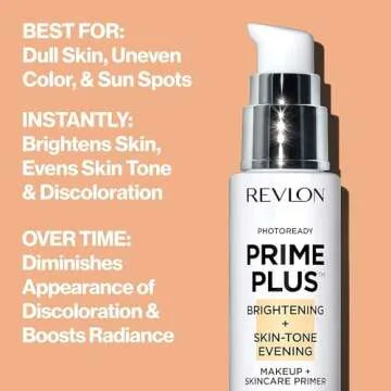 REVLON PhotoReady Prime Plus Face Makeup Primer, Brightening & Skin Tone Evening, 1 Oz
