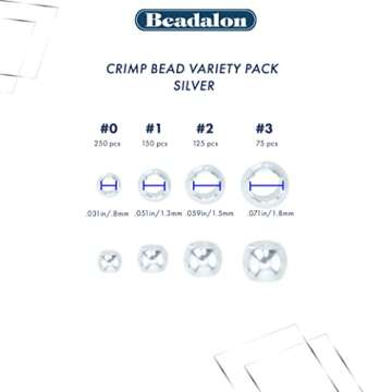 Beadalon Crimp Bead Assorted Sizes Variety Pack Gold Color- 600 pcs, Sizes 0, 1, 2, 3, for Jewelry Making & Beading