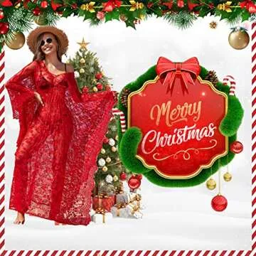 Women Swimwear Cover Ups Maxi Plus Size Flowy Lace Knimos Cover Up for Christmas Beach Bathing Suit Red