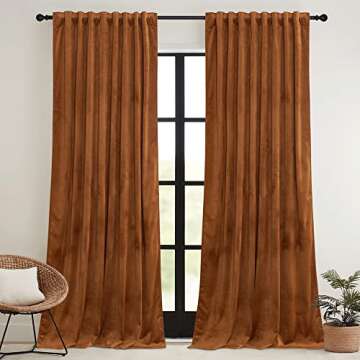 RYB HOME Halloween Orange Velvet Curtains for Fall