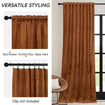 RYB HOME Halloween Orange Velvet Curtains for Fall