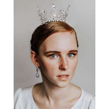 SWEETV Silver Queen Crown for Women, Baroque Crown for Cake Topper, Costume Accessories for Wedding ...