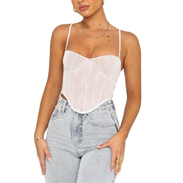 WONGCHOlCE Women's Lace Corset Tank Top for Stylish Look