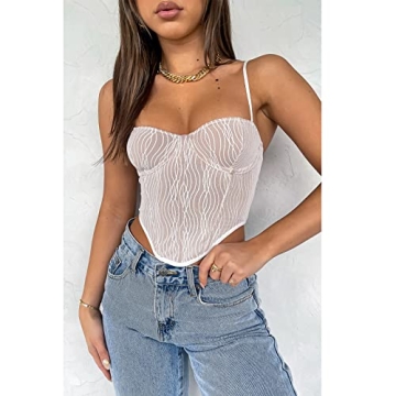 WONGCHOlCE Women's Lace Corset Tank Top for Stylish Look