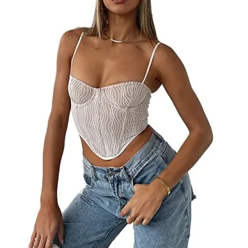 WONGCHOlCE Women's Lace Corset Tank Top for Stylish Look
