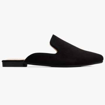 MUSSHOE Mules for Women Flats Comfortable Pointed Toe Women Mules,Black 10