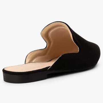 MUSSHOE Mules for Women Flats Comfortable Pointed Toe Women Mules,Black 10