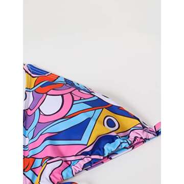 SOLY HUX Women's Printed Triangle Halter Bikini Bathing Suit with Cover Up 3 Piece Swimsuits