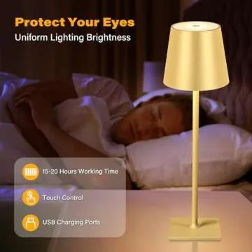 CHLORANTHUS Cordless Table Lamps with 3 Lighting Modes
