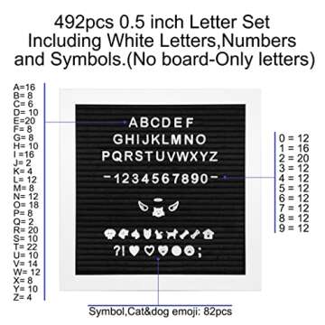 G GAMIT Felt Letter Board Letters Only - Pre-cut 0.5 Inch(1/2”) Tall White Letters 492pcs with Canvas Bag(No Board Included)