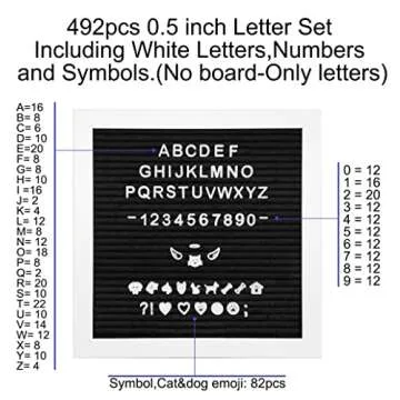 G GAMIT Felt Letter Board Letters Only - Pre-cut 0.5 Inch(1/2”) Tall White Letters 492pcs with Canvas Bag(No Board Included)