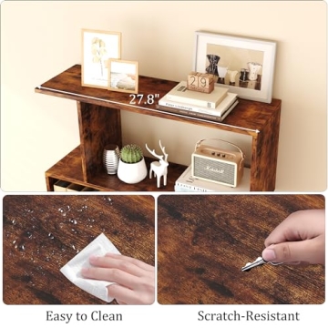 Yusong Geometric Bookcase Modern Industrial Shelf Rustic Brown