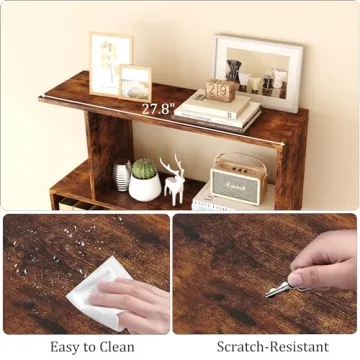 Yusong Geometric Bookcase Modern Industrial Shelf Rustic Brown