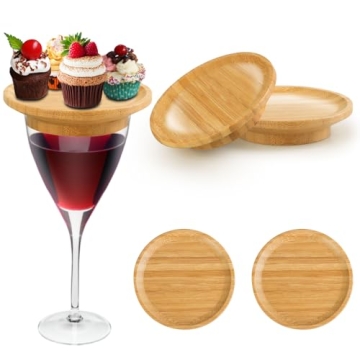 Chic Wine Glass Charcuterie Toppers - 4 Pcs Set in Bamboo