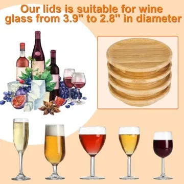 Chic Wine Glass Charcuterie Toppers - 4 Pcs Set in Bamboo