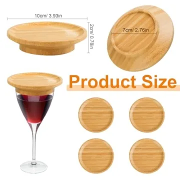 Chic Wine Glass Charcuterie Toppers - 4 Pcs Set in Bamboo