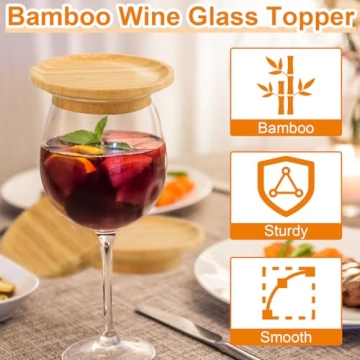 Chic Wine Glass Charcuterie Toppers - 4 Pcs Set in Bamboo