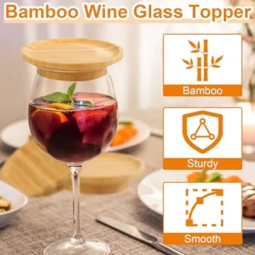 Chic Wine Glass Charcuterie Toppers - 4 Pcs Set in Bamboo