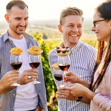 Chic Wine Glass Charcuterie Toppers - 4 Pcs Set in Bamboo