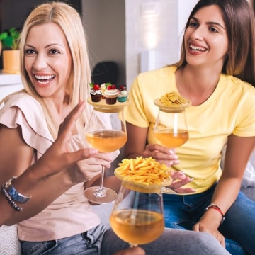 Chic Wine Glass Charcuterie Toppers - 4 Pcs Set in Bamboo