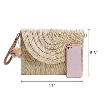 Freie Liebe Straw Clutch Purses for Women Summer Beach Bags Envelope Woven Clutch Handbags