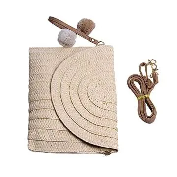 Freie Liebe Straw Clutch Purses for Women Summer Beach Bags Envelope Woven Clutch Handbags