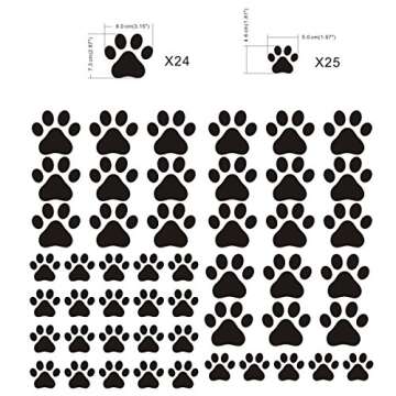 49 Pieces Dog Paws Wall Decals for Kids & Nursery Decorating