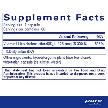 Pure Encapsulations Vitamin D3 - 125 mcg for Complete Health