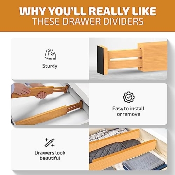 Premium Bamboo Drawer Dividers | Adjustable & Stylish Organization