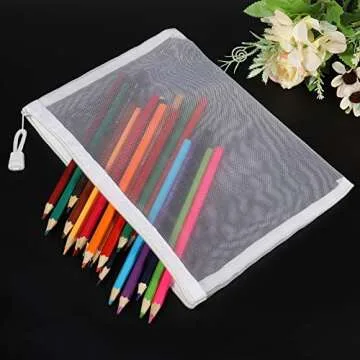 MECCANIXITY A5 Mesh Zipper Bags for Travel & Office Storage