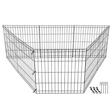 HANGKAI 8 Panels Pet Playpen Foldable Metal Pet Dog Exercise Pen,Indoor & Outdoor Wire Pet Puppy Fence,Easy to Store/Folds Flat,24" H