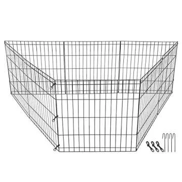 HANGKAI 8 Panels Pet Playpen Foldable Metal Pet Dog Exercise Pen,Indoor & Outdoor Wire Pet Puppy Fence,Easy to Store/Folds Flat,24" H