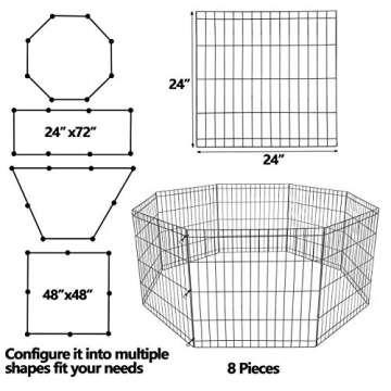 HANGKAI 8 Panels Pet Playpen Foldable Metal Pet Dog Exercise Pen,Indoor & Outdoor Wire Pet Puppy Fence,Easy to Store/Folds Flat,24" H