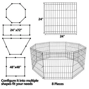 HANGKAI 8 Panels Pet Playpen Foldable Metal Pet Dog Exercise Pen,Indoor & Outdoor Wire Pet Puppy Fence,Easy to Store/Folds Flat,24" H