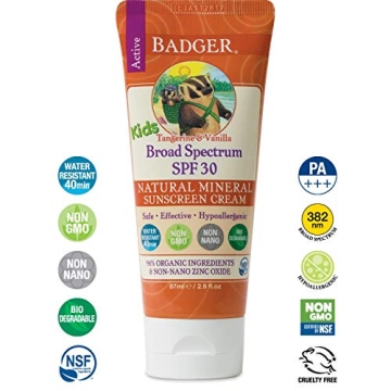 Badger SPF 30 Kids Sunscreen Cream - Safe and Effective Sun Protection