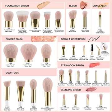 BEILI 30Pc Vegan Makeup Brush Set for Flawless Beauty
