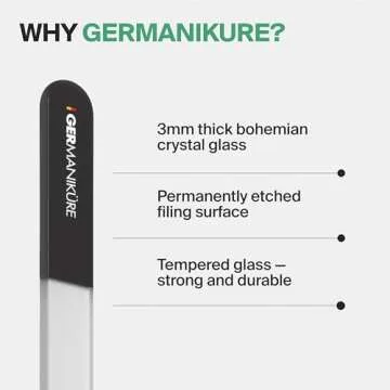 GERMANIKURE Mantra Glass Nail File in Suede Case, Ethically Made in Czech Republic - Professional Manicure & Pedicure Tools for Smooth Easy Shaping of Natural Fingernails