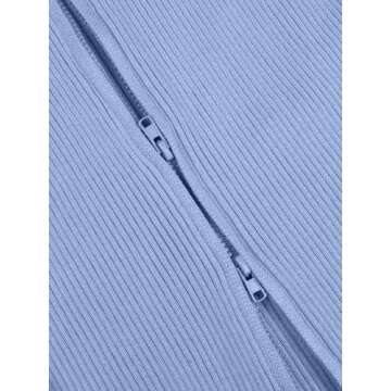 REORIA Womens Fall Outfits Trendy Double Zip Up Crew Neck Long Sleeve Tops Lightweight Soft Knit Cropped Cardigan Sweaters For Women 2024 White Medium