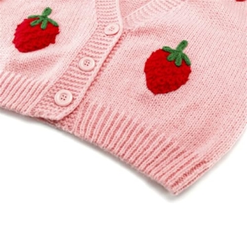 Kawaii Strawberry Print Cropped Cardigan Sweater