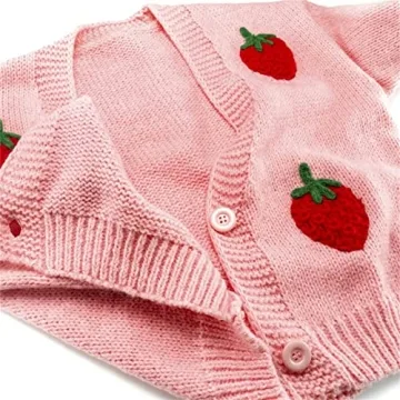 Kawaii Strawberry Print Cropped Cardigan Sweater