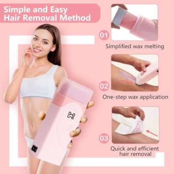 Waxfans Roll On Wax kit,Waxing Kit for Women, Wax Roller, Roll On Wax Warmer for Hair Removal,at Home Waxing Kit for Women men,Soft Wax Heater for Larger Areas of the Body(pink)