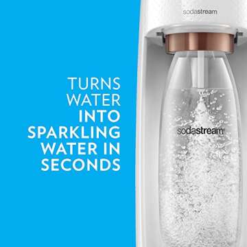 SodaStream Fizzi Sparkling Water Maker Bundle (Rose Gold), with CO2, BPA free Bottles, and bubly drops Flavors